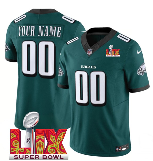 Custom Philadelphia Eagles Green 2025 Super Bowl LIX Patch New F.U.S.E. Vapor Limited Stitched Football Jersey