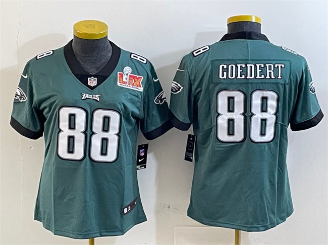 Youth Philadelphia Eagles #88 Dallas Goedert Green 2025 Super Bowl LIX Patch Vapor Untouchable Limited Stitched Football Jersey