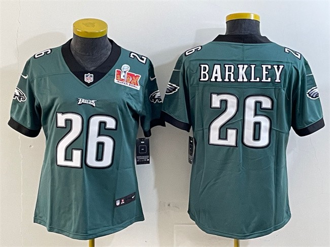 Youth Philadelphia Eagles #26 Saquon Barkley Green 2025 Super Bowl LIX Patch Vapor Untouchable Limited Stitched Football Jersey