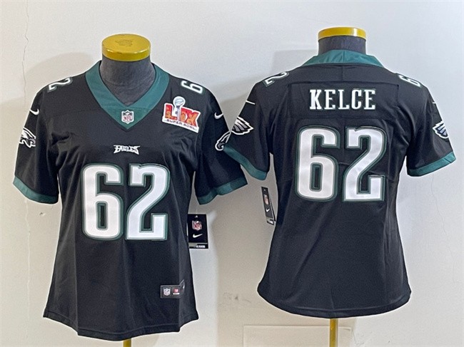 Youth Philadelphia Eagles #62 Jason Kelce Black 2025 Super Bowl LIX Patch Vapor Untouchable Limited Stitched Football Jersey