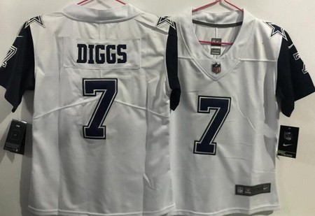 Women's Dallas Cowboys #7 Trevon Diggs Limited White Throwback Vapor Jersey