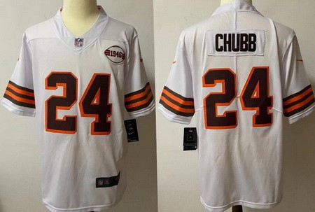 Women's Cleveland Browns #24 Nick Chubb Limited White Alternate Vapor Jersey