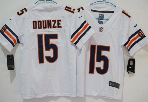 Women's Chicago Bears #15 Rome Odunze Limited White Vapor Jersey