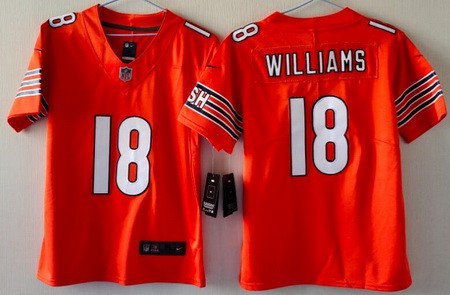 Women's Chicago Bears #18 Caleb Williams Limited Orange Vapor Jersey