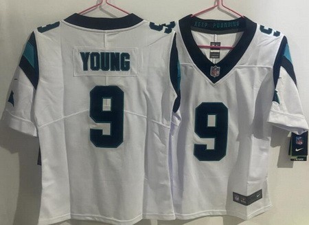 Women's Carolina Panthers #9 Bryce Young Limited White Vapor Jersey