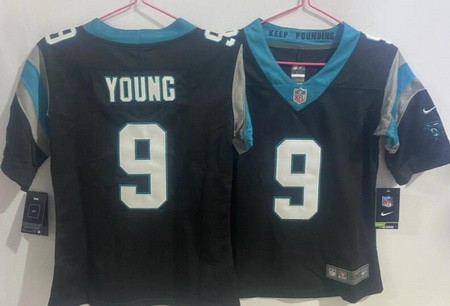 Women's Carolina Panthers #9 Bryce Young Limited Black Vapor Jersey