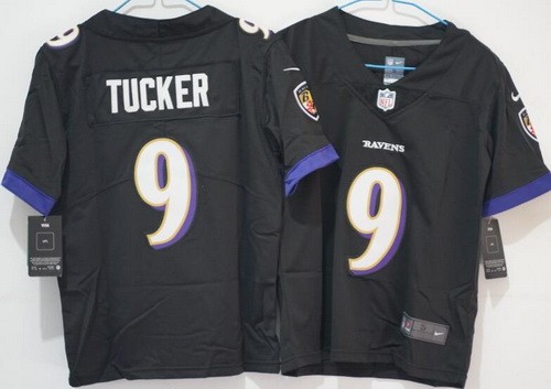 Women's Baltimore Ravens #9 Justin Tucker Limited Black Vapor Jersey