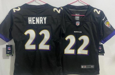 Women's Baltimore Ravens #22 Derrick Henry Limited Black Vapor Jersey