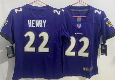 Women's Baltimore Ravens #22 Derrick Henry Limited Purple Vapor Jersey