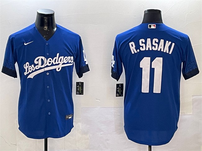 Men's Los Angeles Dodgers #11 Roki Sasaki Royal City Connect Cool Base Stitched Baseball Jersey