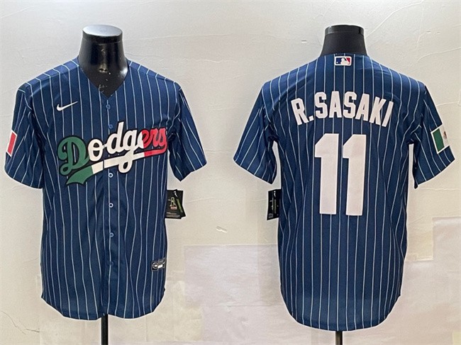 Men's Los Angeles Dodgers #11 Roki Sasaki Navy Mexico Cool Base Stitched Baseball Jersey