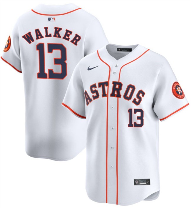 Men's Houston Astros #13 Christian Walker White 2025 Home Limited Stitched Baseball Jersey