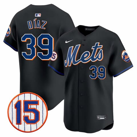 Youth New York Mets #39 Edwin Diaz Black With Patch Alternate Limited Stitched Baseball Jersey