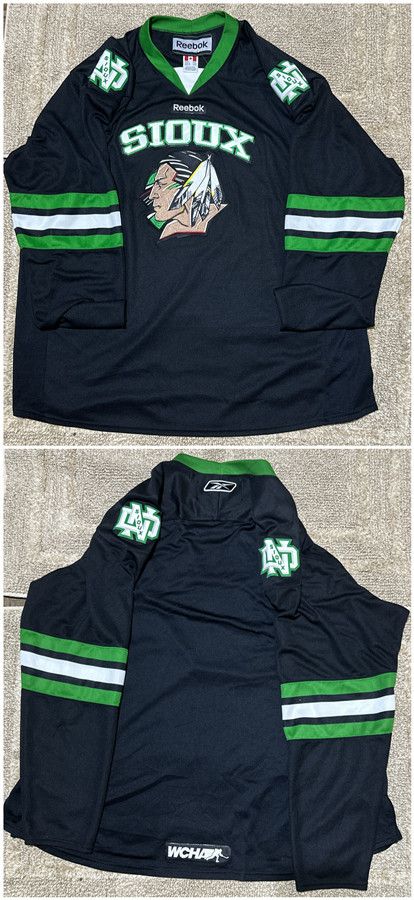 Men's North Dakota Fighting Sioux Blank Black WCHA Stitched Jersey