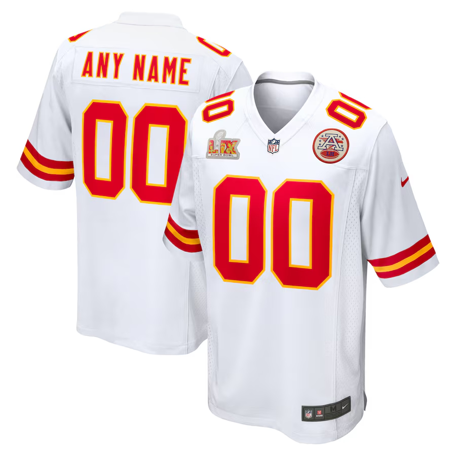 Men's Kansas City Chiefs Nike Super Bowl LIX Custom Game Jersey - White