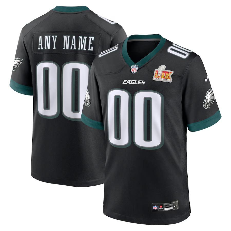 Men's Philadelphia Eagles Nike Super Bowl LIX Custom Alternate Game Jersey - Black