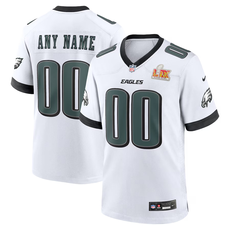 Men's Philadelphia Eagles Nike Super Bowl LIX Custom Game Jersey - White