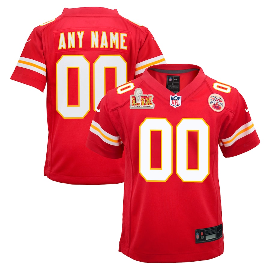 Youth Kansas City Chiefs Nike Super Bowl LIX Custom Team Game Jersey - Red