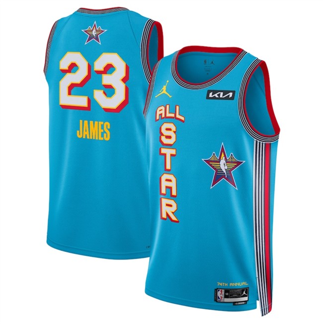 Men's 2025 All-Star #23 LeBron James Light Blue Stitched Basketball Jersey