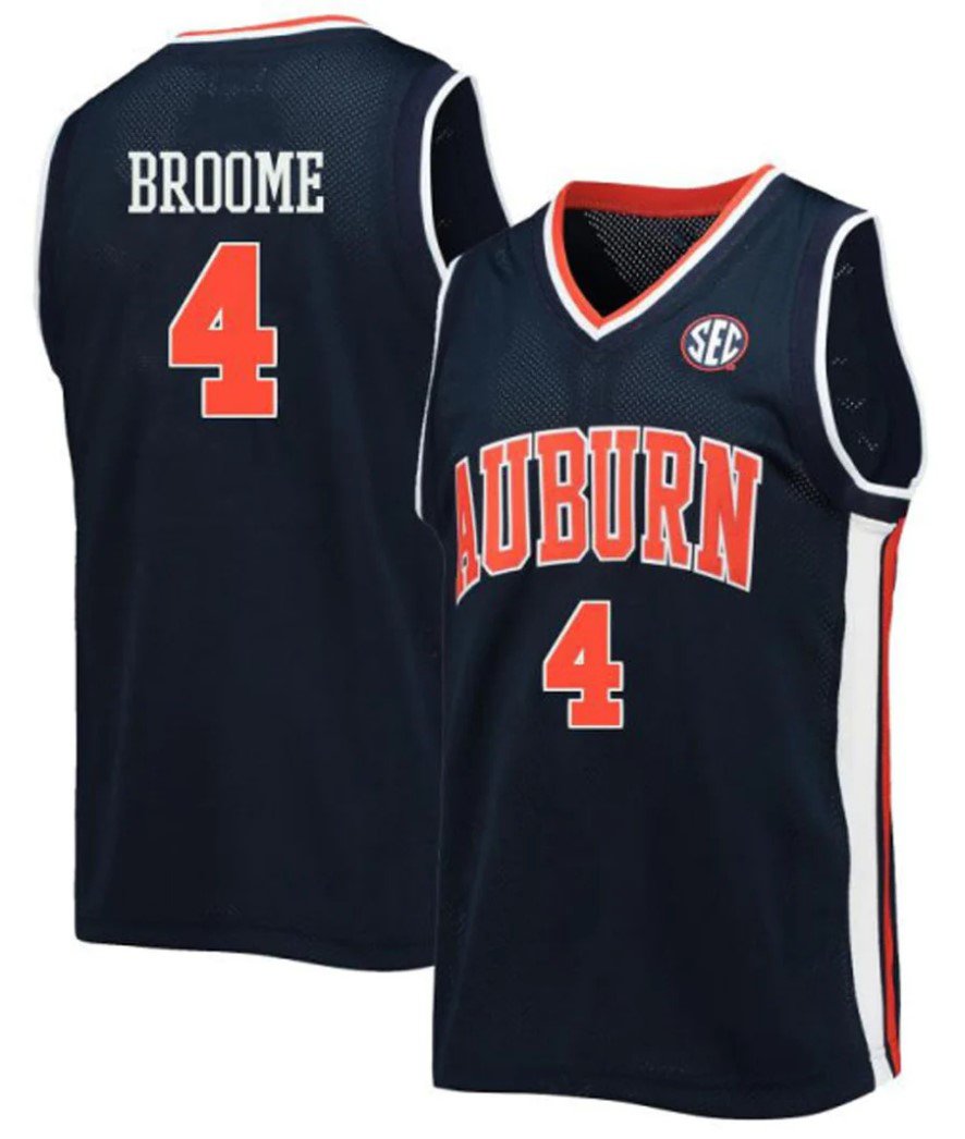 Men's Johni Broome Jersey #4 Auburn Tigers College Basketball Navy