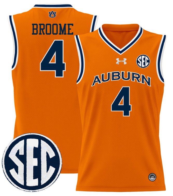 Men's Johni Broome Jersey #4 Auburn Tigers 2024 Lightweight Basketball Orange