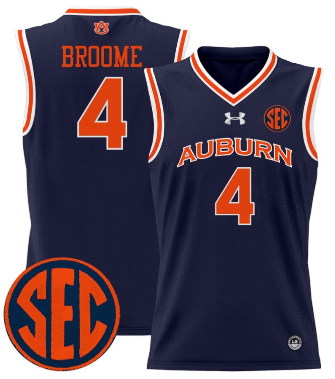 Men's Johni Broome Jersey #4 Auburn Tigers 2024 Lightweight Basketball Navy