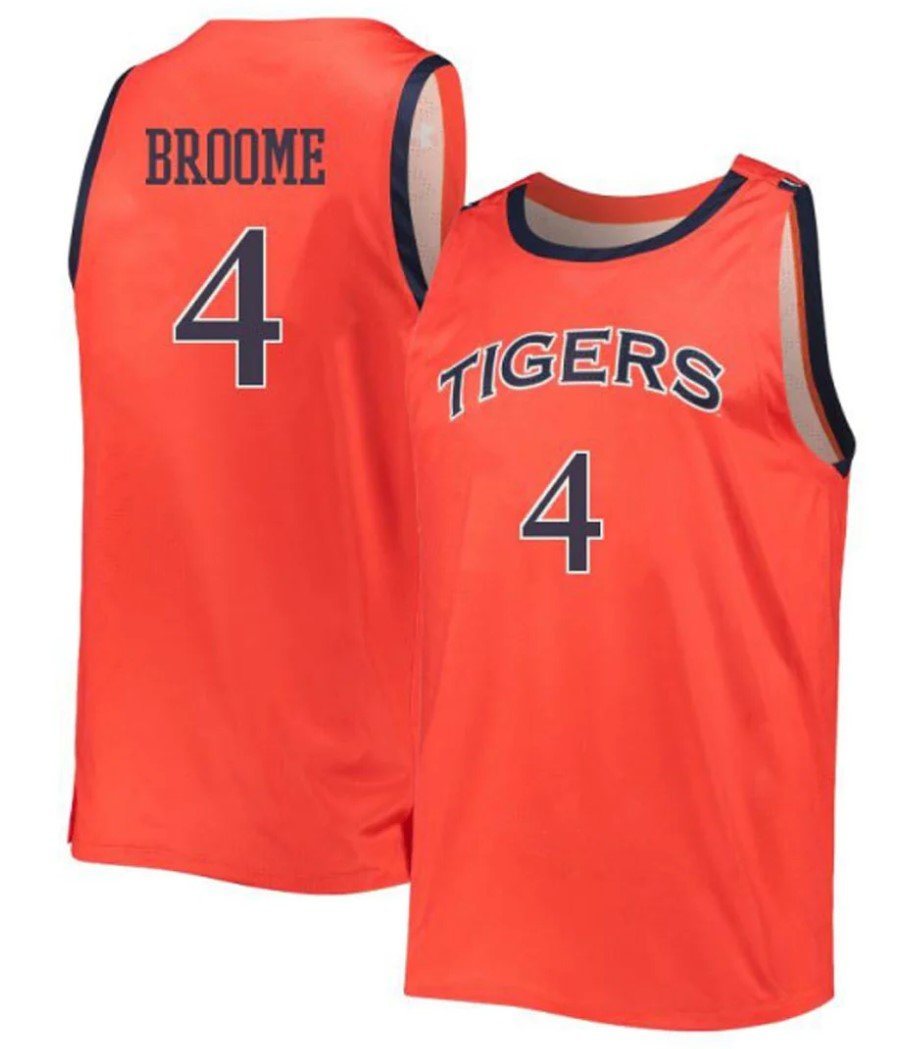 Men's Johni Broome Jersey #4 Auburn Tigers College Basketball Orange