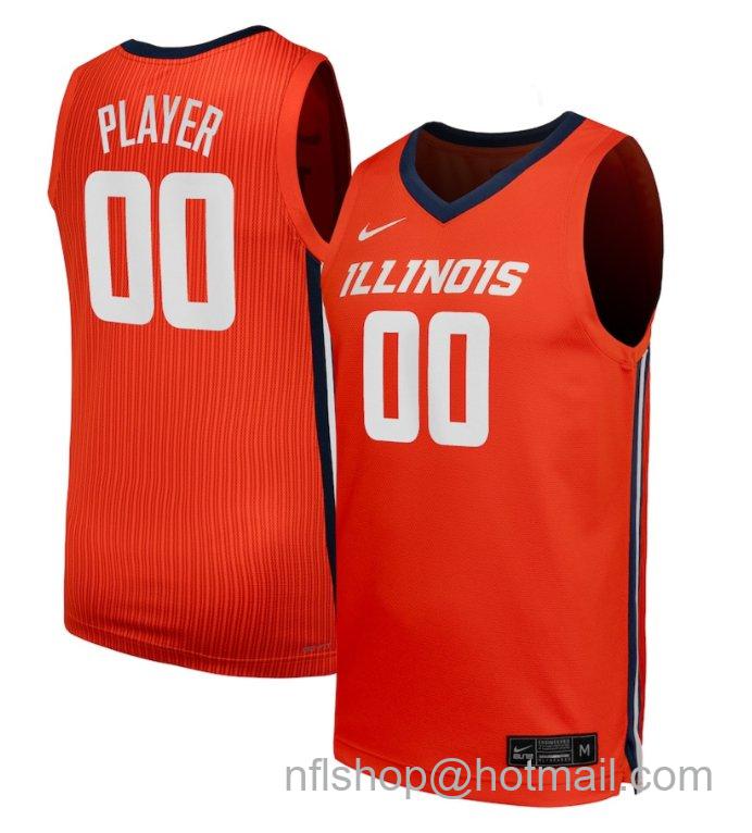 Men's Custom Illinois Fighting Illini Name Number NIL Basketball Orange Stitched Jersey