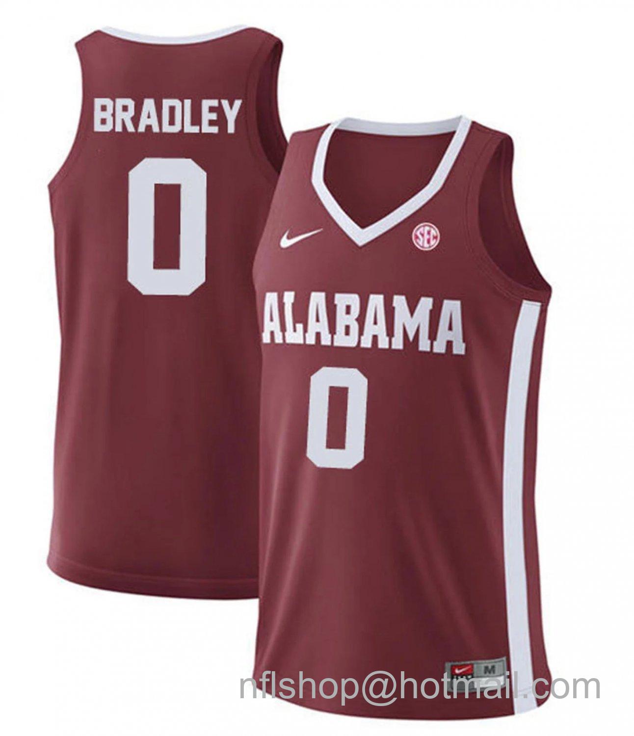 Men's Alabama Crimson Tide Jaden Bradley College Basketball Replica Crimson #0 Stitched Jersey