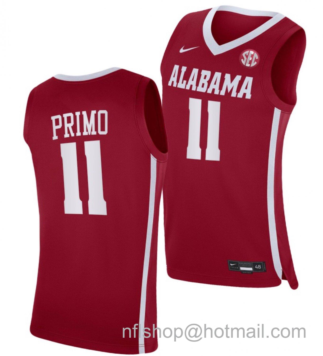 Men's Alabama Crimson Tide Joshua Primo College Basketball Crimson #11 Stitched Jersey