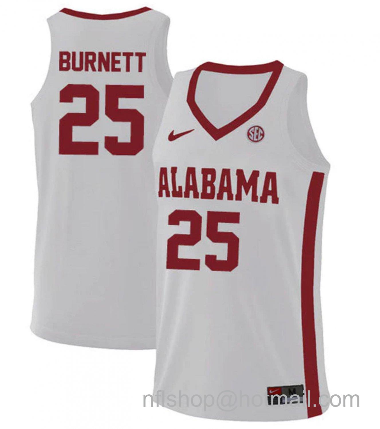 Men's Alabama Crimson Tide Nimari BurnettCollege Basketball Replica White #25 Stitched Jersey