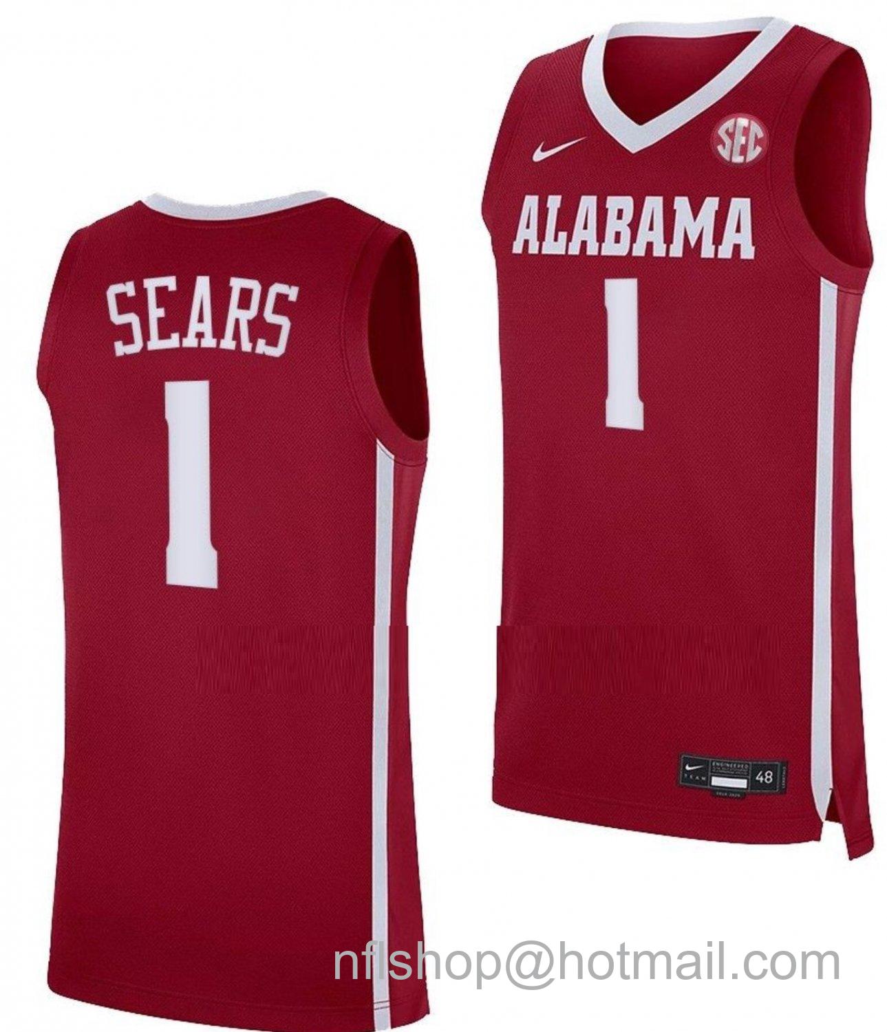 Men's Alabama Crimson Tide Mark Sears College Basketball Crimson #1 Stitched Jersey