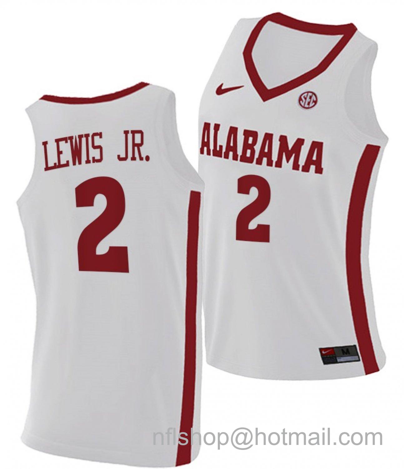 Men's Alabama Crimson Tide Kira Lewis Jr College Basketball Replica White #2 Stitched Jersey