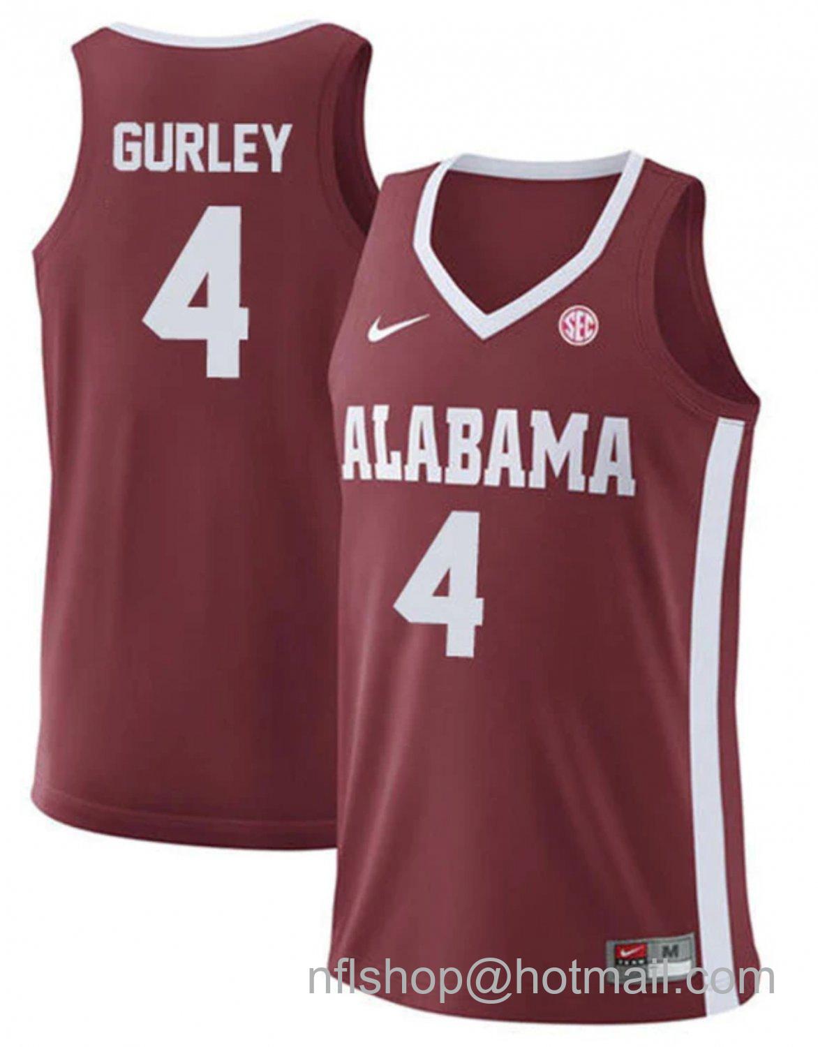 Men's Alabama Crimson Tide Noah Gurley College Basketball Replica Crimson #4 Stitched Jersey