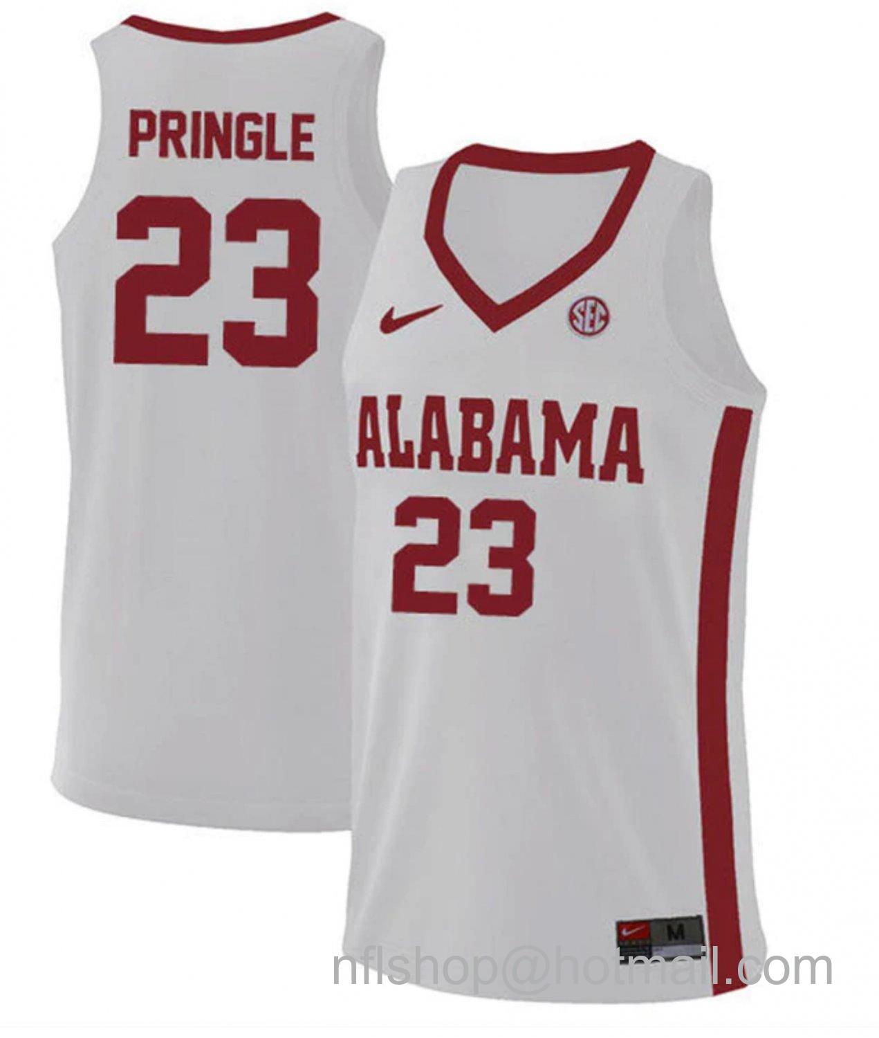 Men's Alabama Crimson Tide Nick Pringle College Basketball Replica White #23 Stitched Jersey