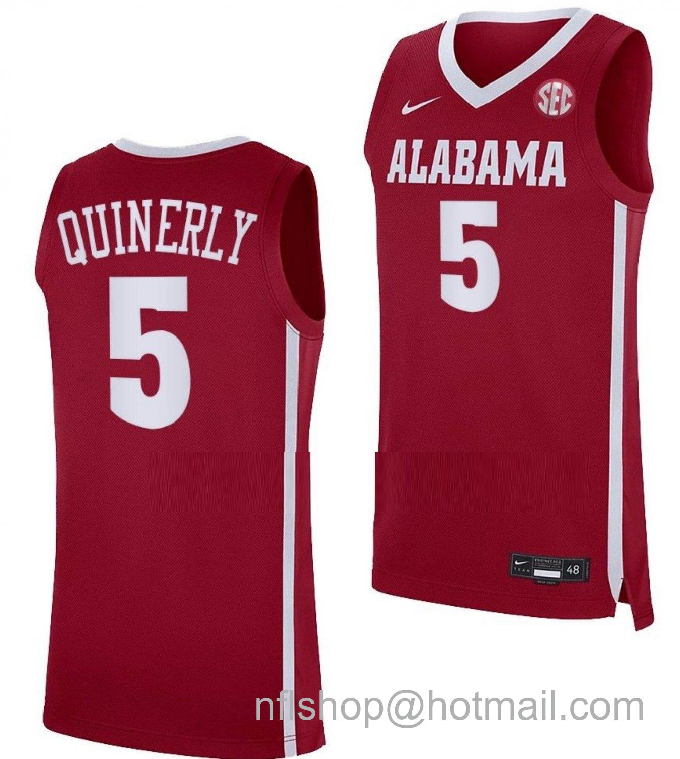 Men's Alabama Crimson Tide Jahvon Quinerly College Basketball Crimson #5 Stitched Jersey