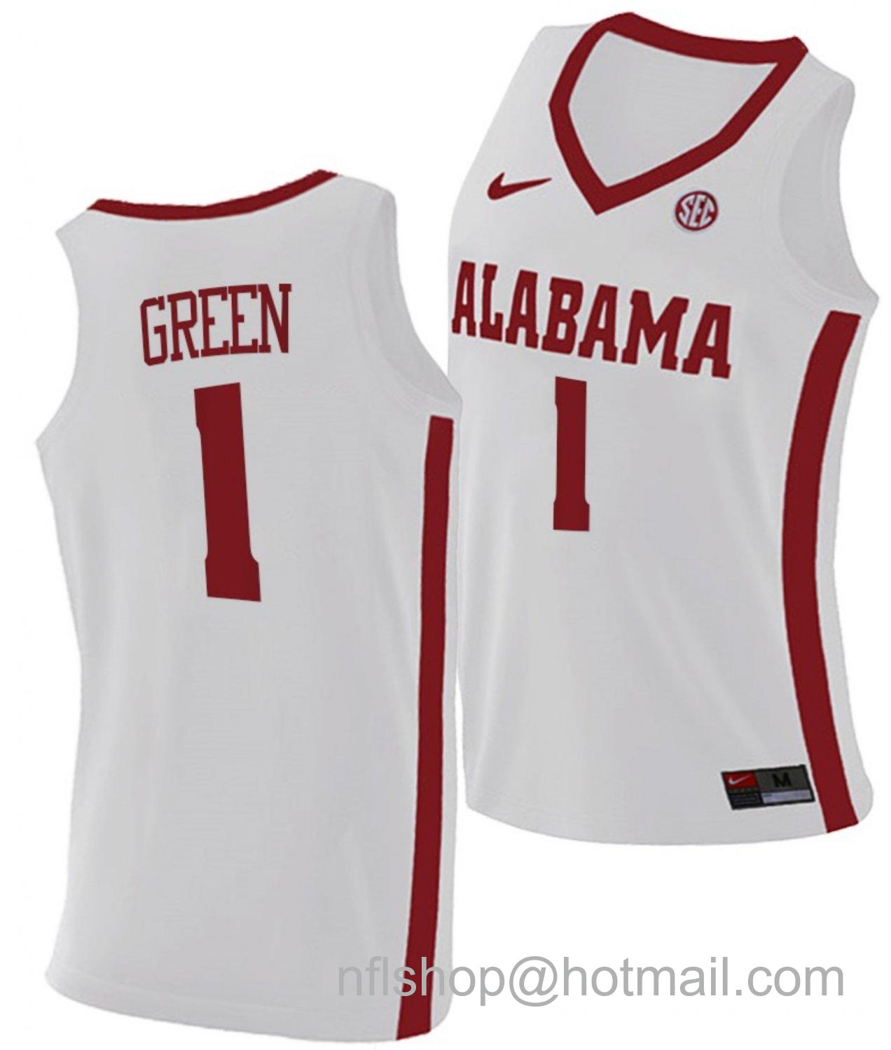 Men's Alabama Crimson Tide JaMychal Green College Basketball Replica White #1 Stitched Jersey