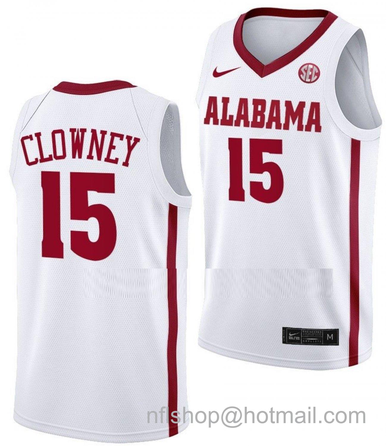 Men's Alabama Crimson Tide Noah Clowney College Basketball White #15 Stitched Jersey