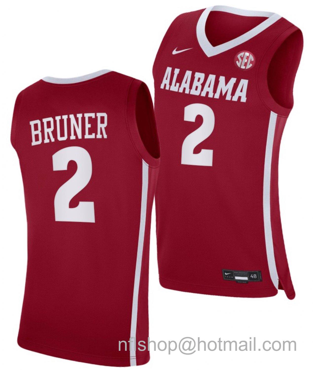 Men's Alabama Crimson Tide Jordan Bruner College Basketball Crimson #2 Stitched Jersey