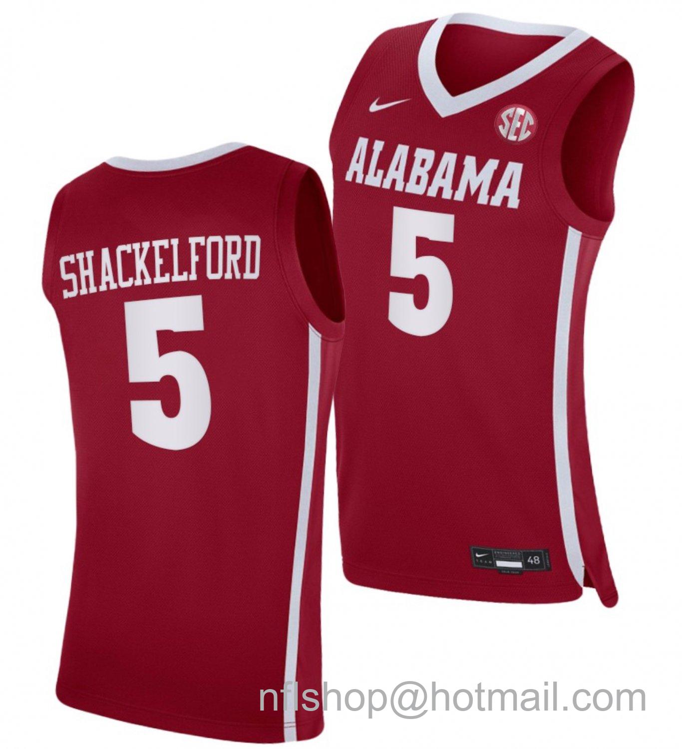 Men's Alabama Crimson Tide Jaden Shackelford College Basketball Crimson #5 Stitched Jersey