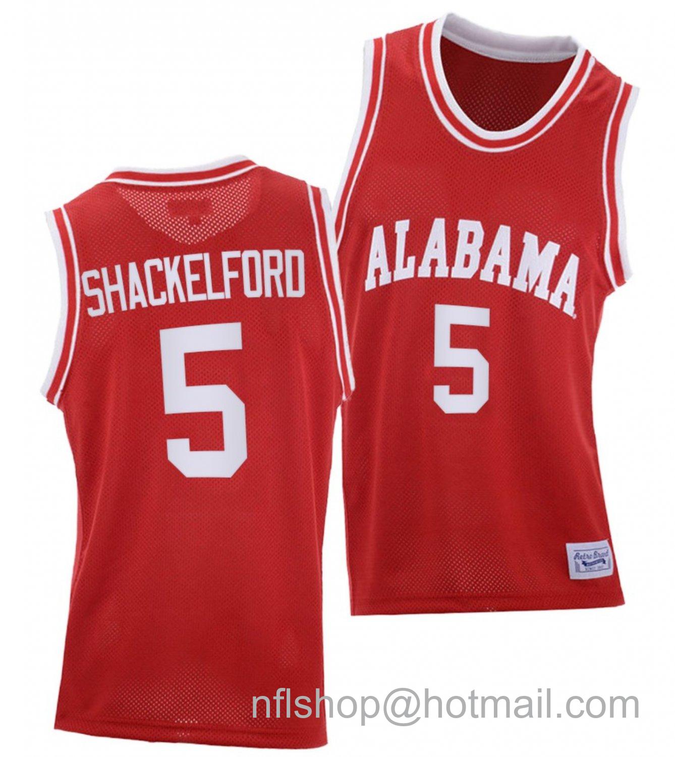 Men's Alabama Crimson Tide Jaden Shackelford College Basketball Red Throwback #5 Stitched Jersey