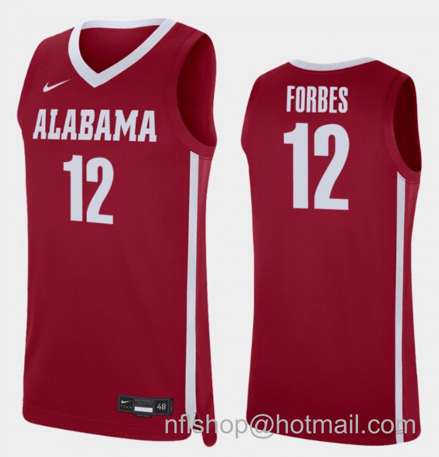 Men's Alabama Crimson Tide Jaylen Forbes College Basketball Replica Crimson #12 Stitched Jersey