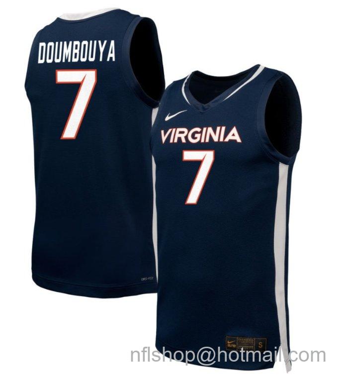 Men's Virginia Cavaliers Hawaii Doumbouya #7 NIL Basketball Navy Stitched Jersey