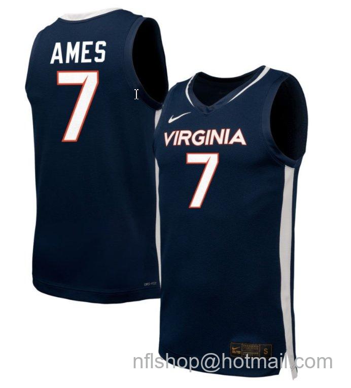 Men's Virginia Cavaliers Dai Dai Ames #7 NIL Basketball Navy Stitched Jersey