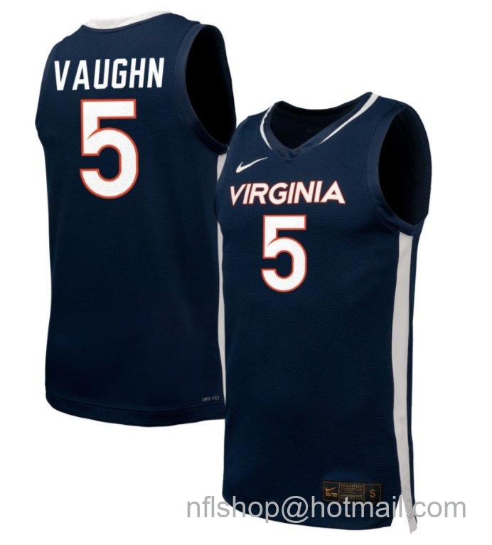 Men's Virginia Cavaliers Yonta Vaughn #5 Unisex NIL Basketball Navy Stitched Jersey