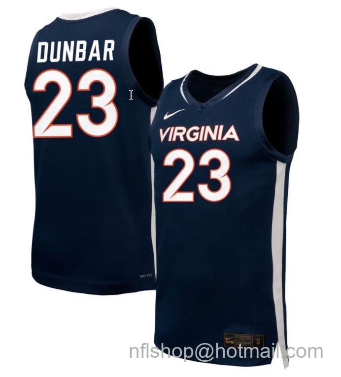 Men's Virginia Cavaliers Payton Dunbar #23 NIL Basketball Navy Stitched Jersey