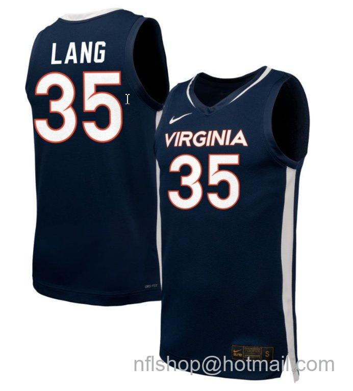 Men's Virginia Cavaliers Carter Lang #35 NIL Basketball Navy Stitched Jersey