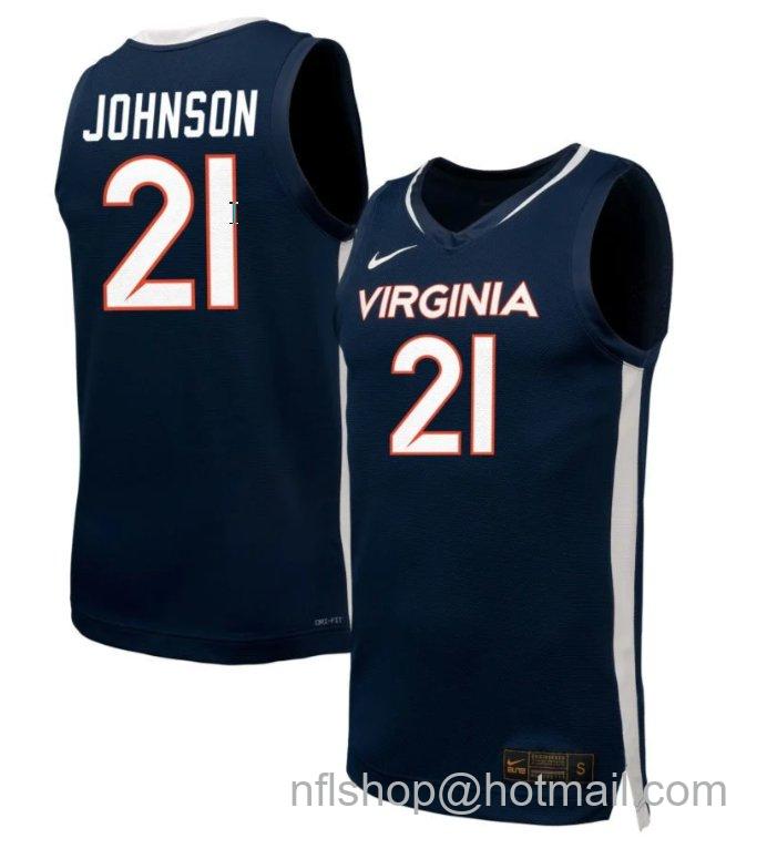 Men's Virginia Cavaliers Kymora Johnson #21 NIL Basketball Navy Stitched Jersey