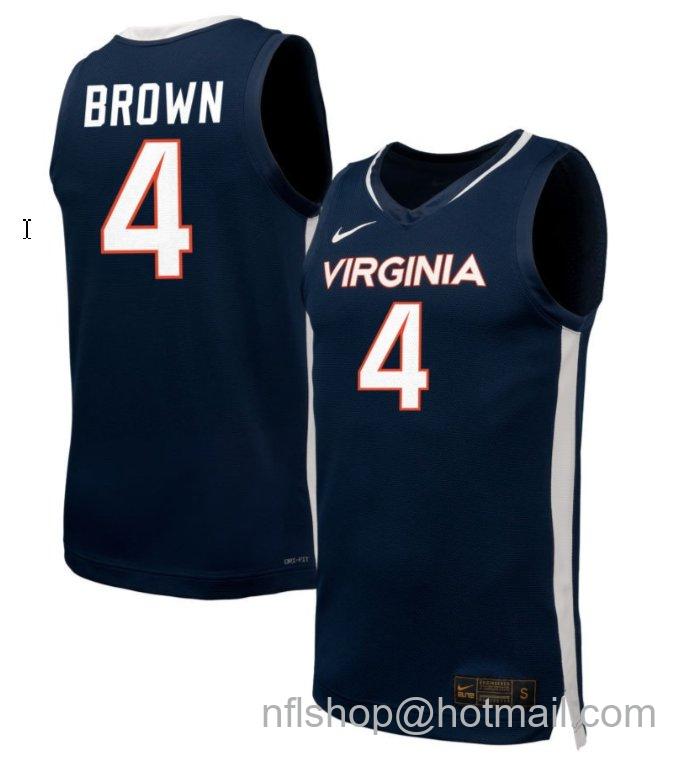 Men's Virginia Cavaliers Jillian Brown #4 NIL Basketball Navy Stitched Jersey