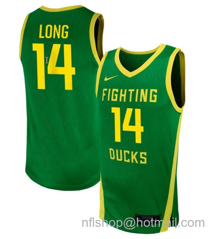 Men's Oregon Ducks Ari Long #14 NIL Basketball Green Stitched Jersey